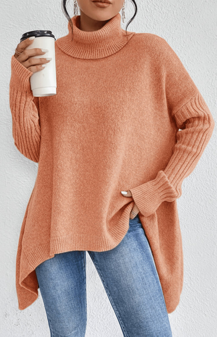 FLEURÉ – Cozy Oversized Turtleneck Knit Sweater for Relaxed Comfort and Style