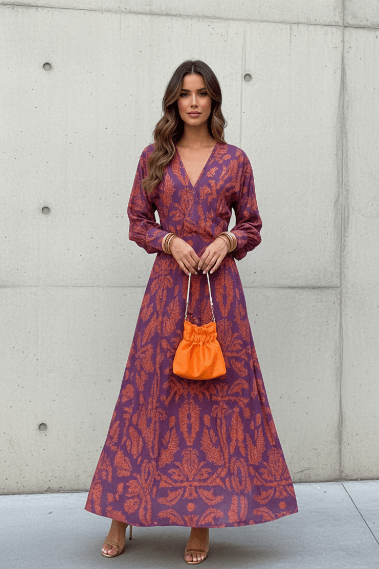 VIVIDERA – Women's Knotted Summer Maxi Dress Elegant V-Neck Cocktail Gown