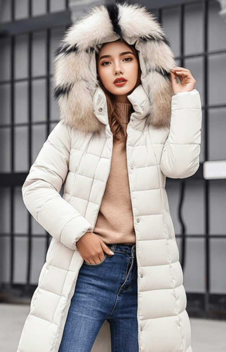 COZYRA – Sleek Long Spring Puffer Jacket with Hood for Women | Warm & Stylish