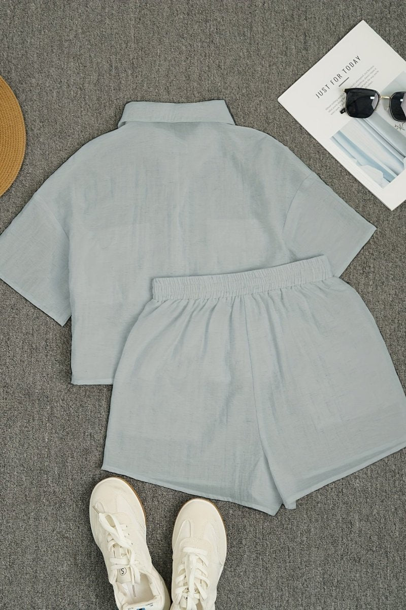 CALERA – Summer Linen Collar & Shorts Duo