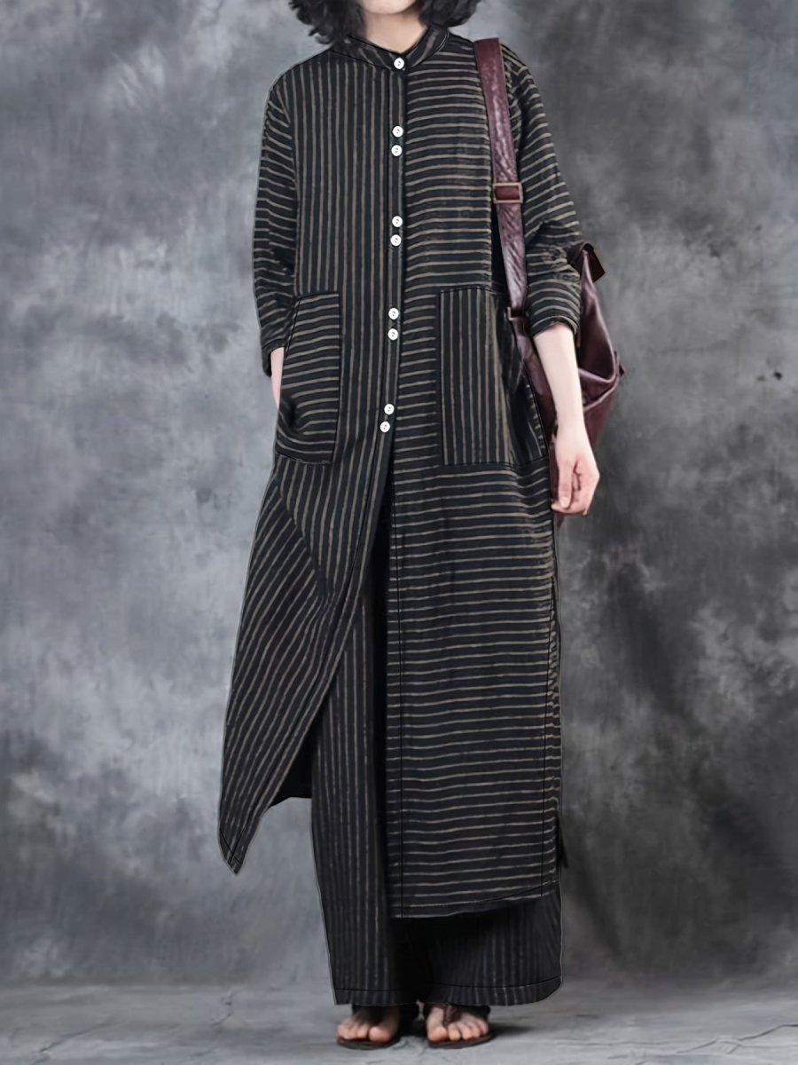 MCKENNA – Relaxed Linen Stripe Top & Pants Duo