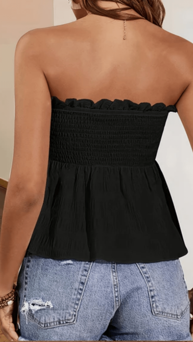SOLÉRIA - Women’s Smocked Strapless Peplum Top