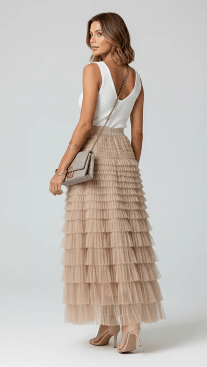 AURELIA - Layered Tulle Midi Skirt