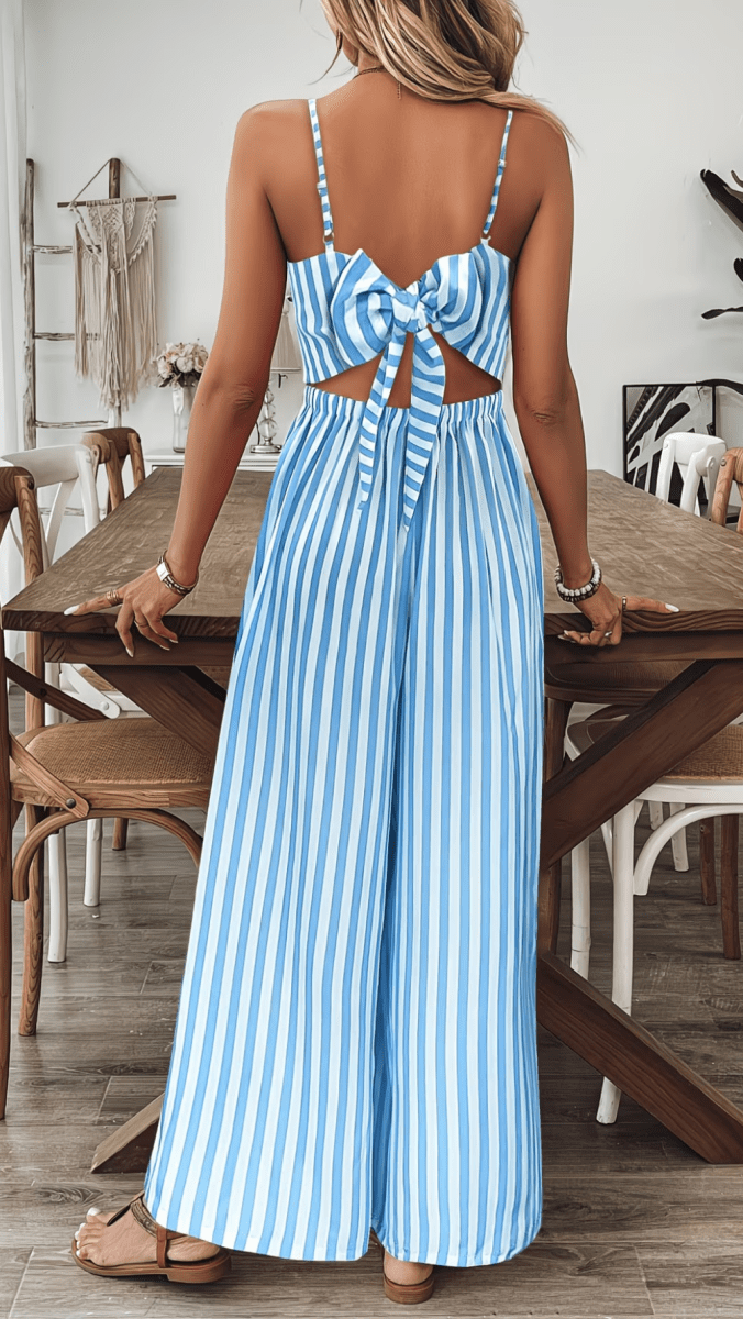MARISSA - Striped Wide Leg Jumpsuit
