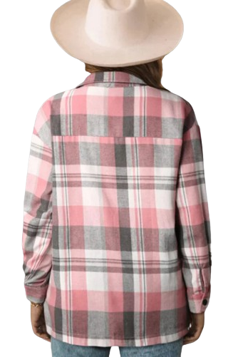Checked Women's Shirt - High-Quality Cotton Blend, Comfortable Loose Fit, Button-Up Design 1