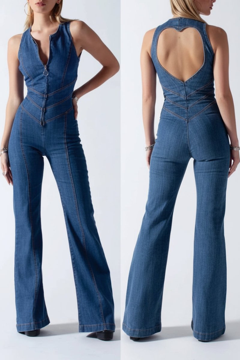 Elegant Bodycon Jumpsuit with Sweetheart Neckline & Backless Design 4