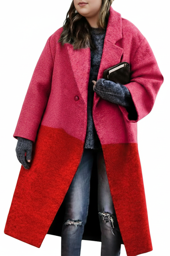 ELANWOOL – Stylish Long Wool Spring Coat for Plus Size Women