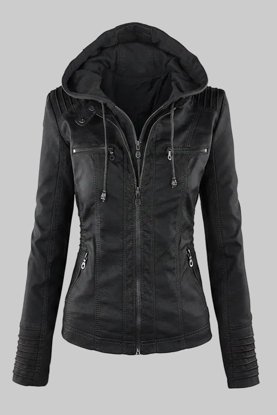 Elegant Weatherproof Women's Jacket with Detachable Hood and Soft Lining 10