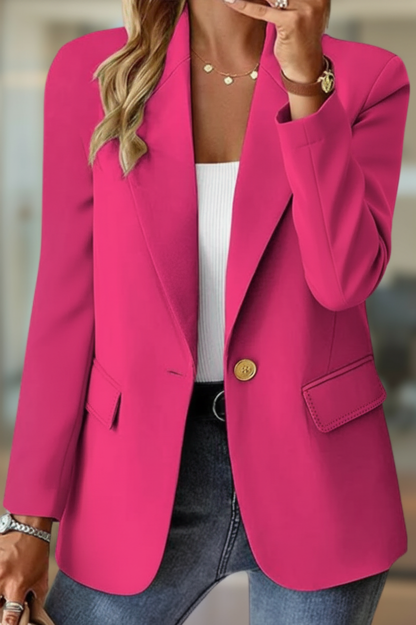Elegant Women's Cotton Blazer with Notch Collar & Single-Button Closure 4