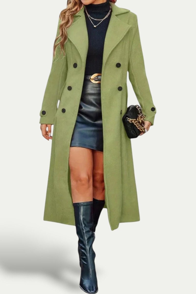 Elegant Women's Long Coat - Double-Breasted Winter Coat with Tailored Fit 4