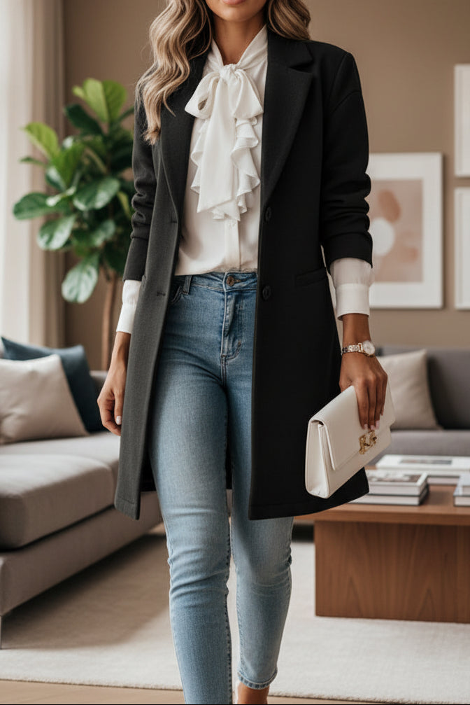 MÉA – Women’s Mid-Length Tailored Coat for Chic Everyday Style