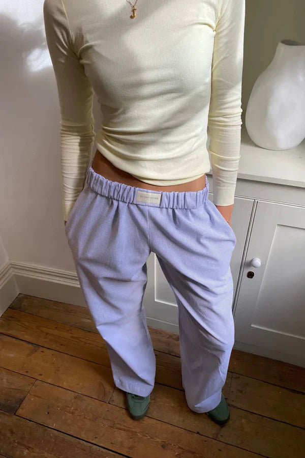 Elke - Women's Lightweight Striped Pants with Elastic Waistband & Pockets 11
