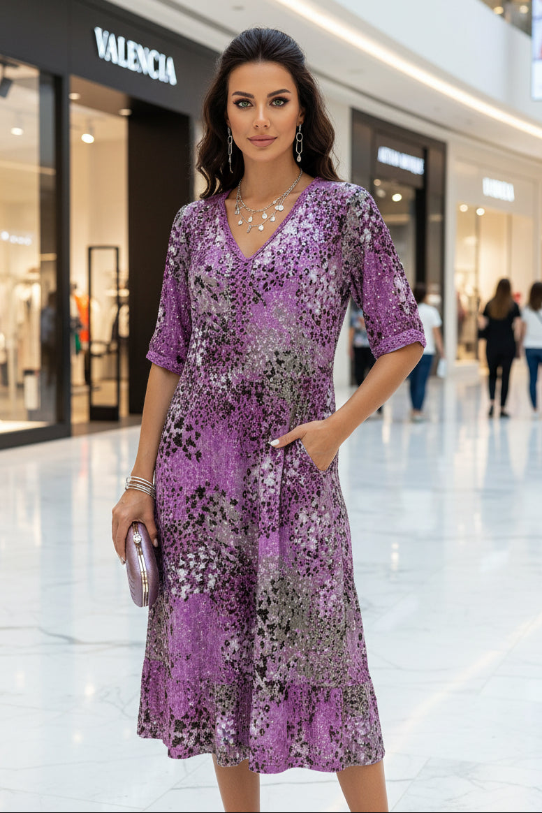 Lina - Elegant Midi Dress for Women, Flattering V-Neck for Weddings & Cocktail Events 4