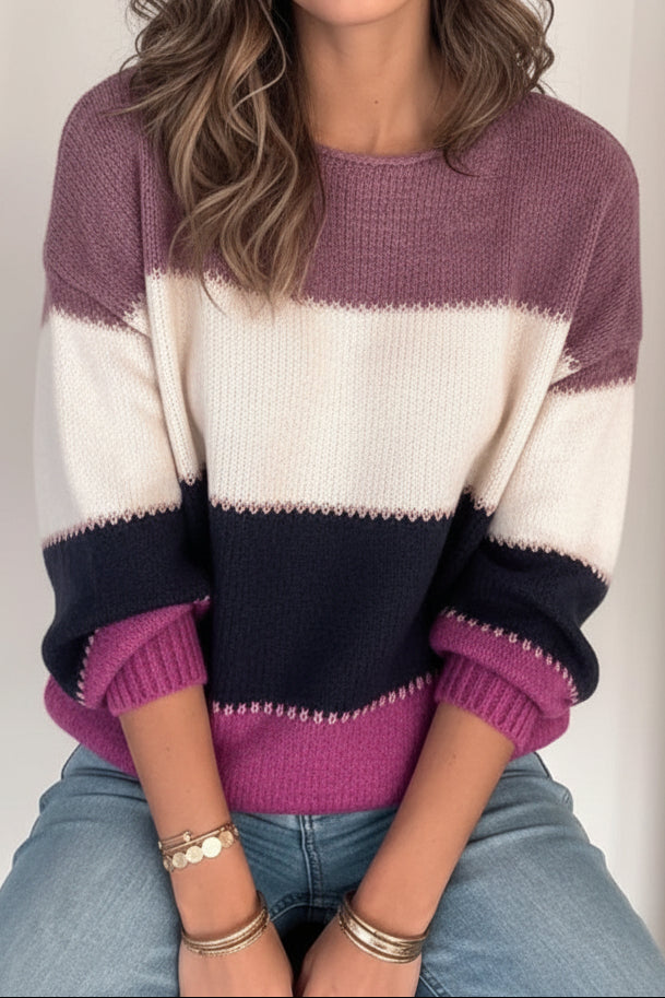 Stylish Long Sleeve Striped Knit Sweater for Women - Comfortable and Versatile Fashion Top 5