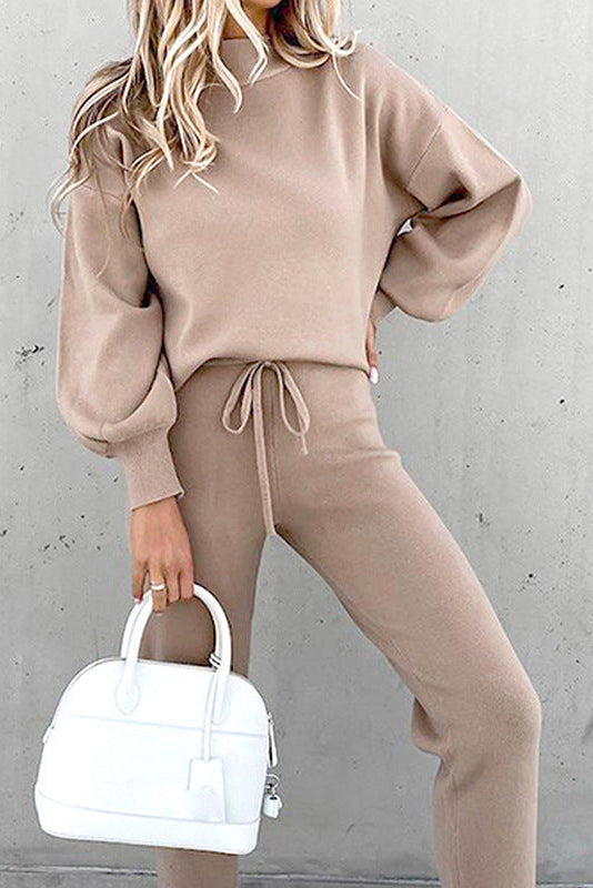 Women's Soft Loungewear Set - Cozy Sweater & High Waist Lounge Pants 8