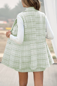 Hailey – Button Front Plaid Skirt Set