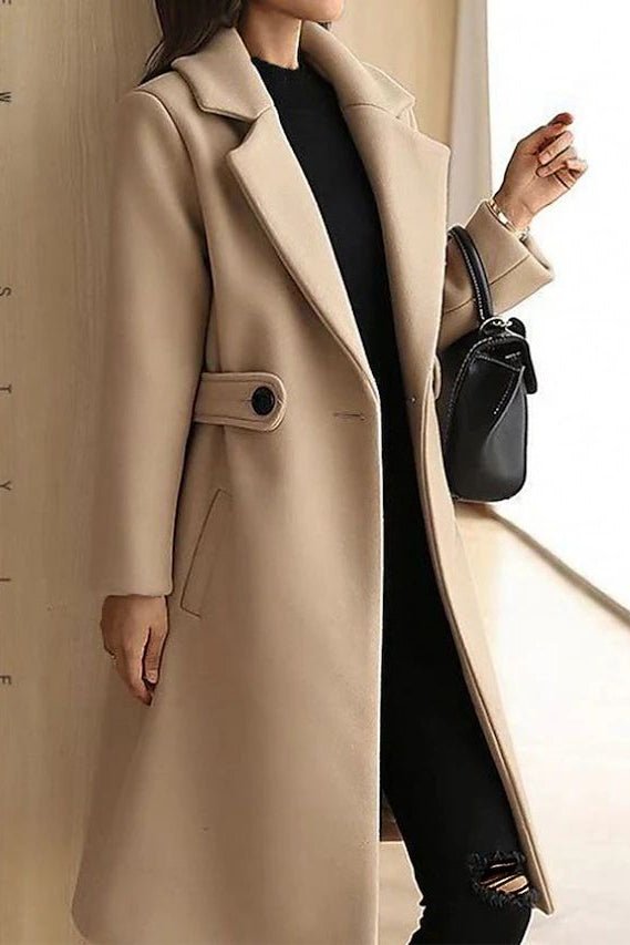 Lumi – Elegant One-Button Coat with Belted Waist