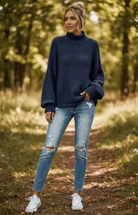 WARMÉE – Cozy Oversized Chunky Knit Turtleneck Sweater for Relaxed Spring Style