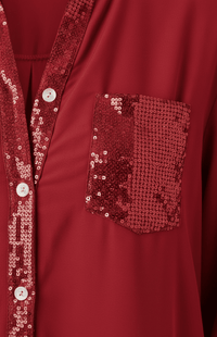 RAVINA – Soft Glitter Roll-Sleeve Blouse