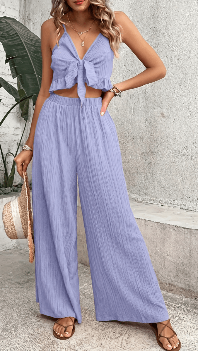 AZURÉA - Tie Front Pants Set