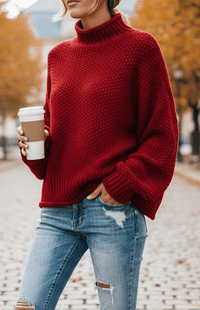 WARMÉE – Cozy Oversized Chunky Knit Turtleneck Sweater for Relaxed Spring Style
