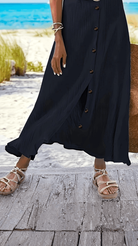 SERAPHINE - Button Front Flow Midi Skirt