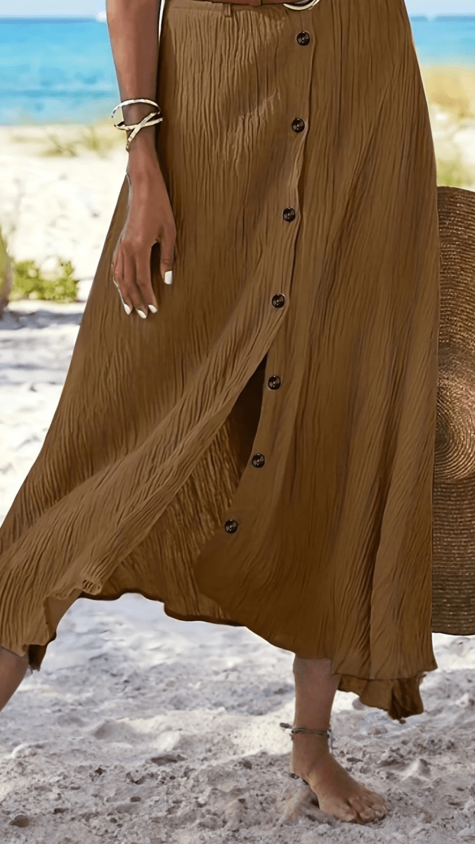 SERAPHINE - Button Front Flow Midi Skirt