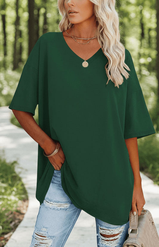 ALVESSA – Elegant Casual V-Neck T-Shirt, Soft & Breathable Fabric