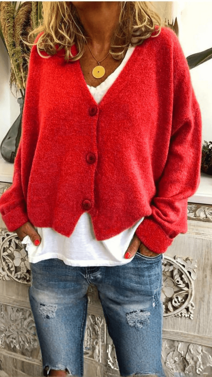 VARENA - Soft Knit Button Cardigan
