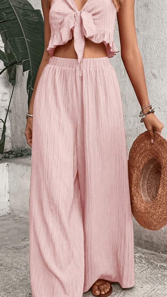 AZURÉA - Tie Front Pants Set