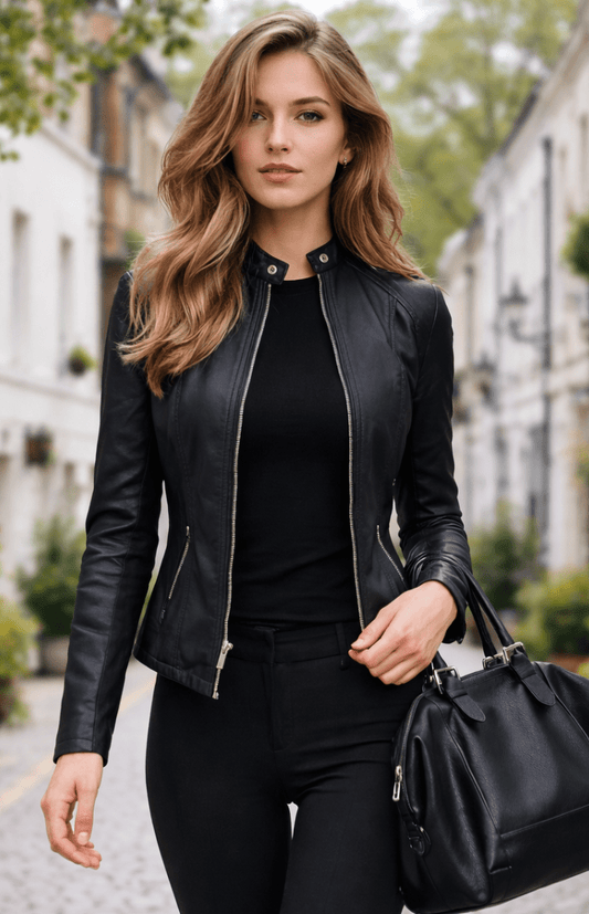 MARÉA – Elegant Zippered Biker Jacket for Timeless Modern Style