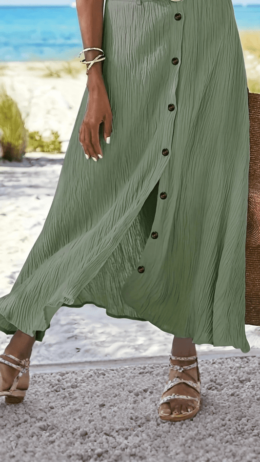 SERAPHINE - Button Front Flow Midi Skirt