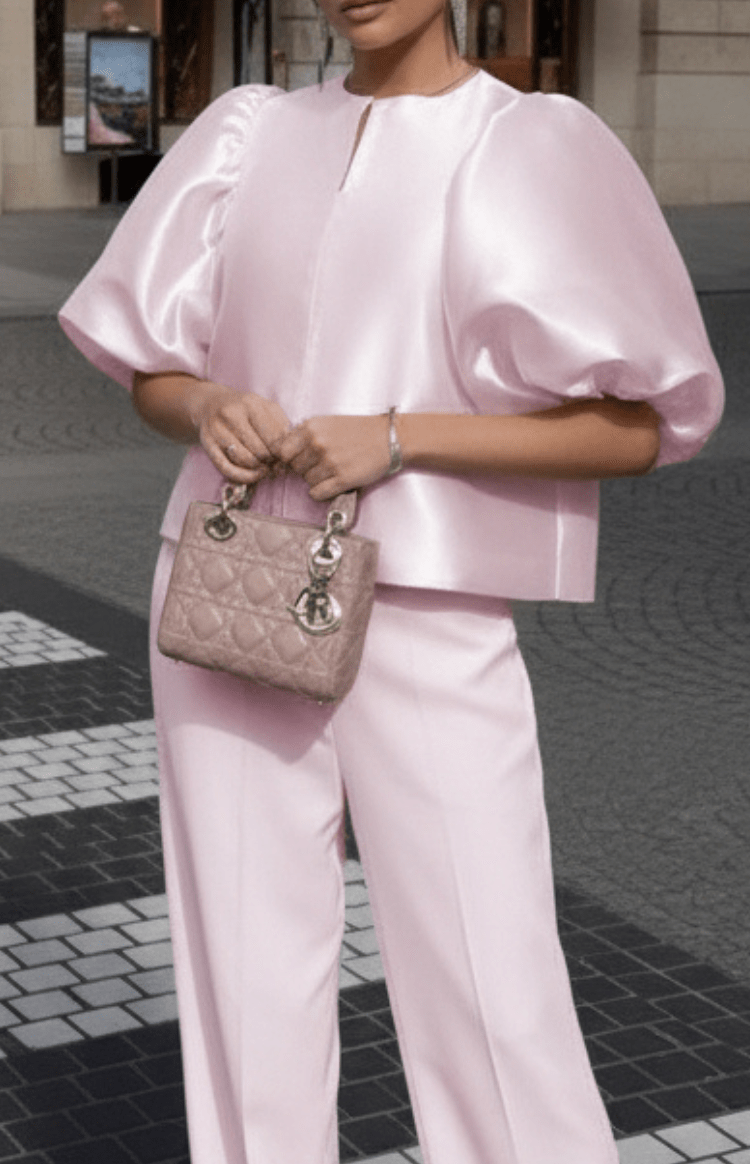 SATINHAZE – Chic Cropped Satin Blouse Puff Sleeve Elegant Boxy Cut