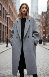 SNOWÉRA – Women’s Oversized Spring Coat, Classic Double-Breasted Look