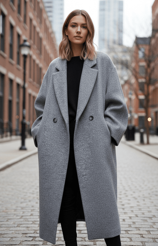 SNOWÉRA – Women’s Oversized Winter Coat, Classic Double-Breasted Look