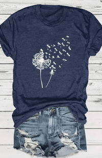 ZORELLA – Dandelion Print Crew Neck T-Shirt in Soft Cotton