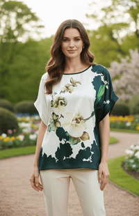 ISLENA – Lightweight Floral Satin Batwing Top