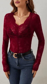 VALENZA - Lace V-Neck Top