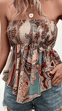 AZALÉRA - Women’s Paisley Shirred Bandeau Top