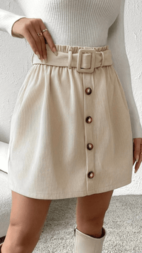 LUMÉA - Belted Button Midi Skirt