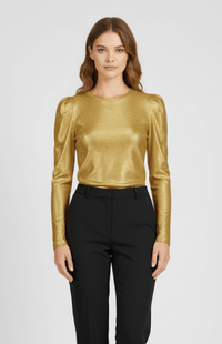 SHIMMERIA – Elegant Sparkling Evening Top with Dramatic Sleeves