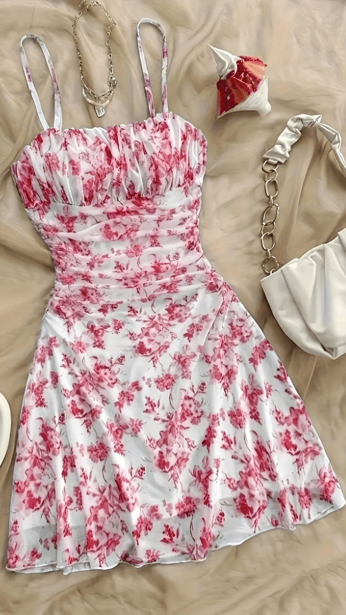 BRISÉA - Women’s Floral Halter Fit and Flare Mini Dress