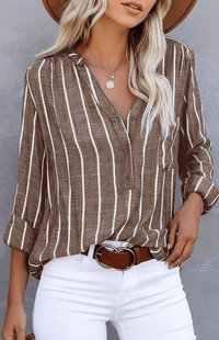 LINEASTYLE – Chic Striped Blouse Lightweight Breathable Casual Wear