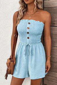 Morgan – Flattering Strapless Romper with Button Front