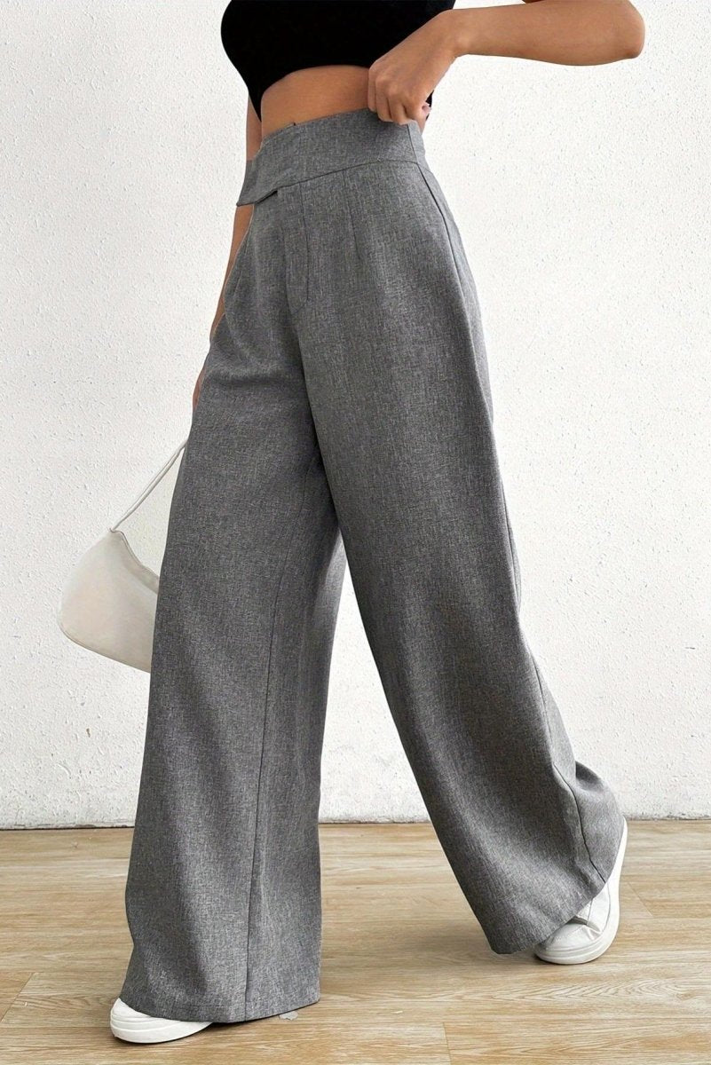 KAZMIRA – Elegant Asymmetrical Waist Wide-Leg Pants