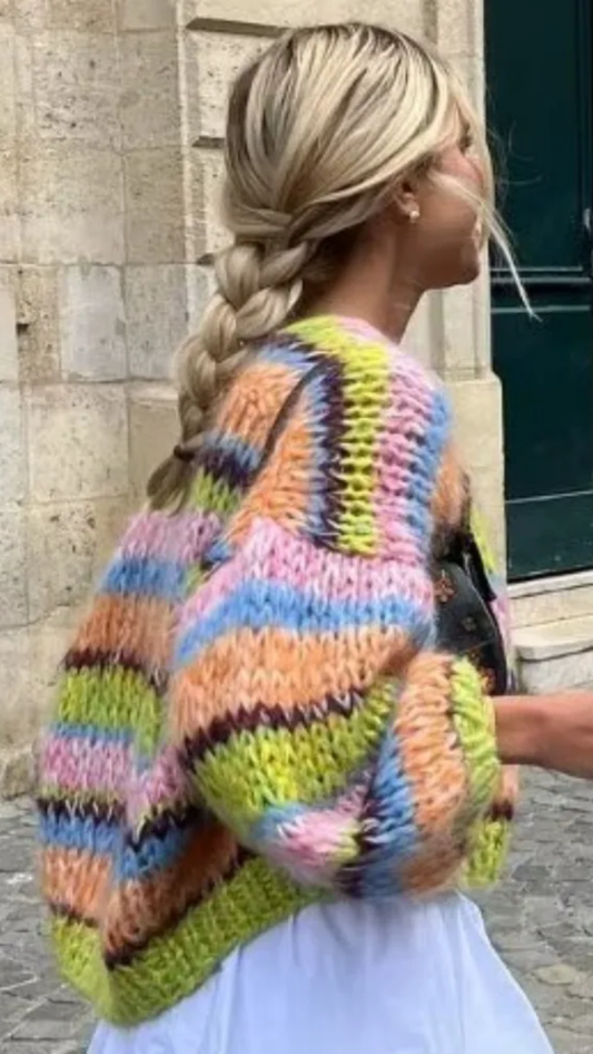 VIVARÉLLE - Rainbow Chunky Knit Cardigan