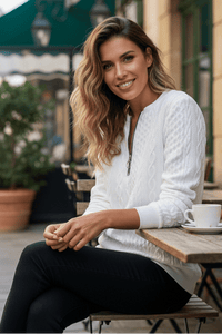 WEAVEN – Textured Half Zip Sweater for Women with Relaxed Fit