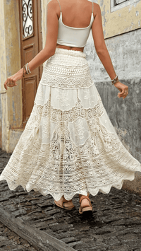 ISOLÉA - Lace Tiered Boho Midi Skirt