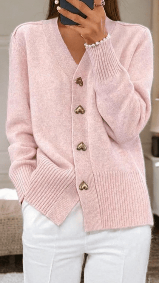 ALVÉRA - Heart Button Knit Cardigan