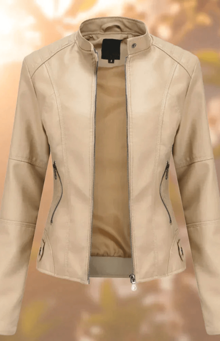 AURAEDGE – Stylish Women’s Leather Jacket Structured Fit Full Zip